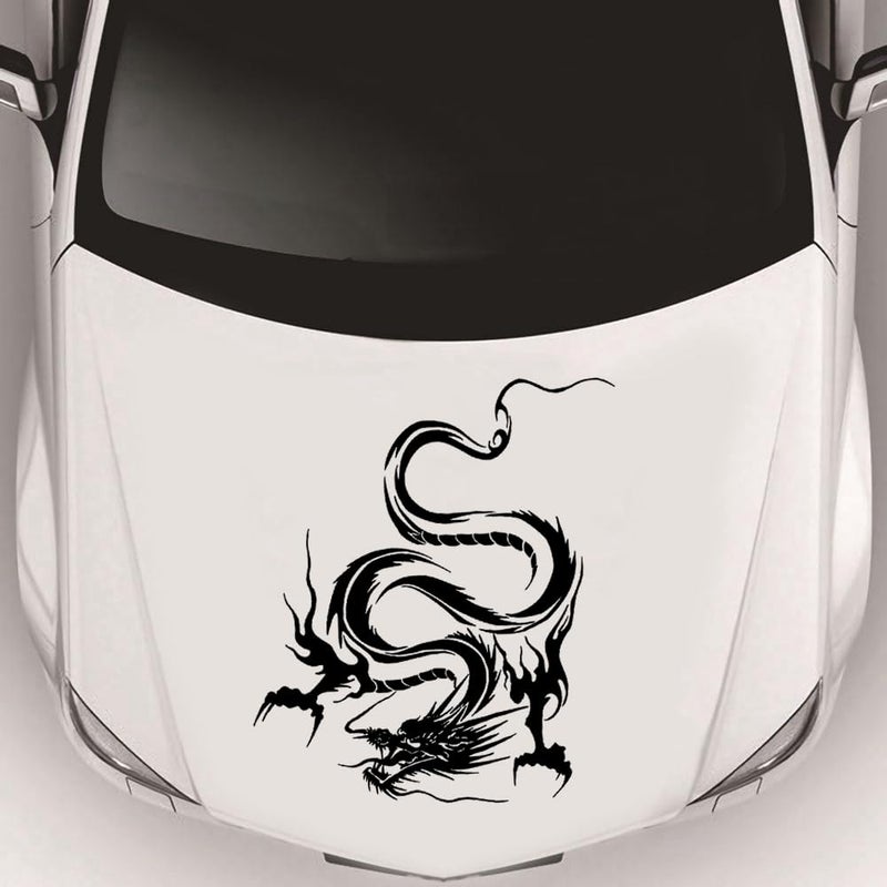 ATMOMO Dragon Graphic Car Hood Sticker Self-Adhesive Vinyl Graphics Decals 19.69'' x 14.57'', Black - Image 3
